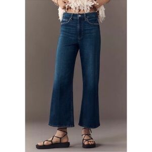 New Paige Anessa Wide-Leg Ankle Jeans Overdrive Dark Wash Denim Blue 25 Petite